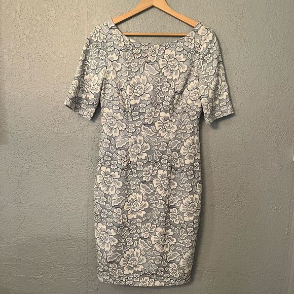 Eliza J Dresses & Skirts - Eliza J Light Blue Floral Sheath Dress Midi Womens Size 8